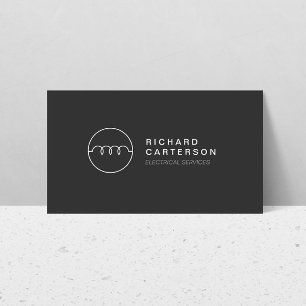 Cartão De Visita LOGOTIPO MODERNO do ELETRICISTA nas CINZAS II da