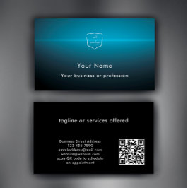 Cartão De Visita Logotipo Moderno e Resfriado de Código QR Tecnolog