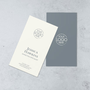 Cartão De Visita Logotipo Moderno Elegante Simples Dusty Blue Profe