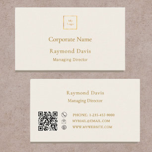 Cartão De Visita Logotipo moderno minimalista em creme de marfim do