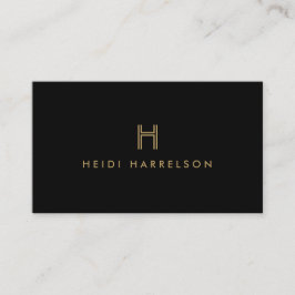 CARTÃO DE VISITA LOGOTIPO MODERNO PRETO E DOURADO MONOGRAMA INICIAL