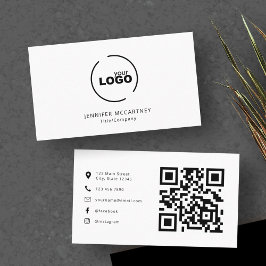 Cartão De Visita Logotipo moderno profissional Código QR preto e br