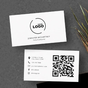 Cartão De Visita Logotipo moderno profissional Código QR preto e br