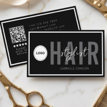 Logotipo Moderno Revisão QR Preto Branco Estilista