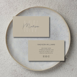 Cartão De Visita Logotipo Monograma bege Ícones modernos das mídias