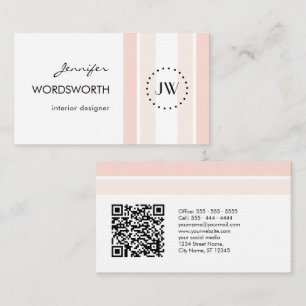 Cartão De Visita Logotipo Monograma Coral Pastel Profissional QR