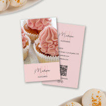 Logotipo Monograma de Padaria Cupcake Foto QR Rosa