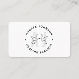 Cartão De Visita Logotipo Monograma de Pombas Elegantes para Casame