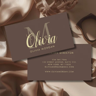 Cartão De Visita Logotipo monograma elegante marrom profissional
