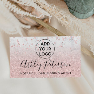 Cartão De Visita Logotipo notarial confetti rosa dourado