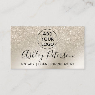 Cartão De Visita Logotipo notarial glitter ivory ombre gold