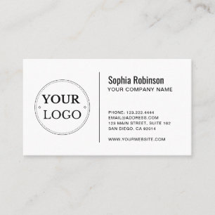 Cartão De Visita Logotipo personalizado branco minimalista ou qualq