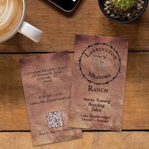 Cartão De Visita Logotipo Personalizado de Rancho de Cavalos com Có
