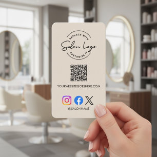 Cartão De Visita Logotipo Personalizado de Salão Código QR Marketin