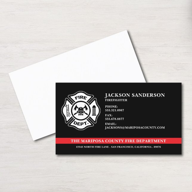Cartão De Visita Logotipo Personalizado do Bombeiro (Firefighter Fire Department Custom Logo Business Card)