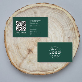 Cartão De Visita Logotipo Personalizado do Código QR Moderno Verde 