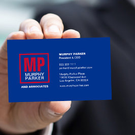 Cartão De Visita Logotipo Personalizado do Monograma Vermelho Branc