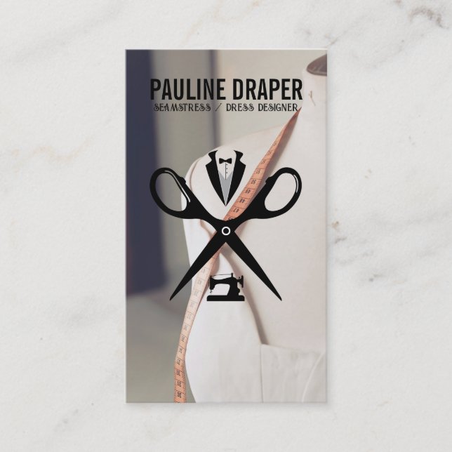 Cartão De Visita Logotipo Personalizado do Seamstress | Mannequim (Frente)