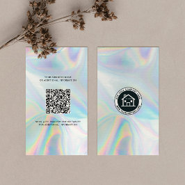 Cartão De Visita Logotipo personalizado e código QR DIY holográfico