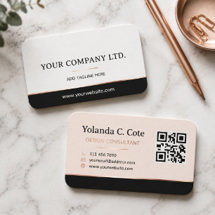 Cartão De Visita Logotipo Personalizado Elegante Bege Preto Código
