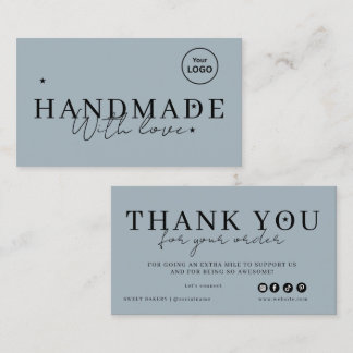 Cartão De Visita Logotipo Personalizado Feito à Mão com Amor Obriga