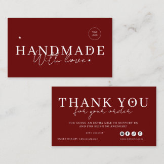 Cartão De Visita Logotipo Personalizado Feito à Mão com Amor Obriga