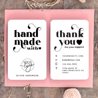 Cartão De Visita Logotipo personalizado feito à mão com amor Obriga