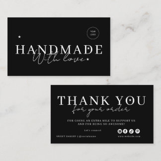 Cartão De Visita Logotipo Personalizado Feito à Mão com Amor Obriga