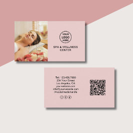 Cartão De Visita Logotipo Personalizado Foto QR Centro de Spa e Bem
