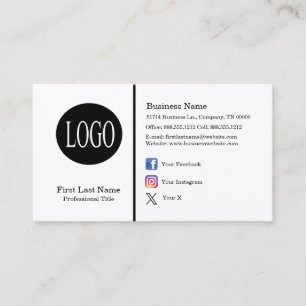 Cartão De Visita Logotipo personalizado Ícones de mídia social mini