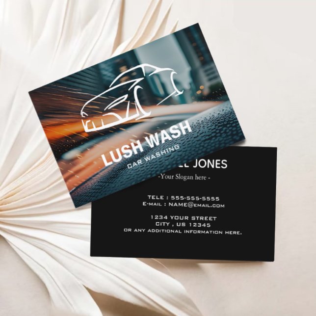 Cartão De Visita Logotipo Personalizado Lava Automaticamente | Limp (Car Wash Auto  Automotive Cleaning Business Card)