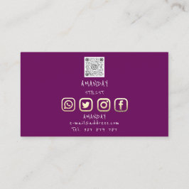 Cartão De Visita Logotipo personalizado Mídia social Código QR Dour