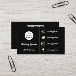 Cartão De Visita  Logotipo personalizado Mídia social Dourada Cód