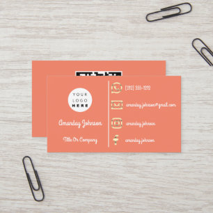 Cartão De Visita  Logotipo personalizado Mídia social Dourada Cora