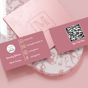 Cartão De Visita  Logotipo personalizado Mídia social Dourada Rosa
