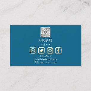 Cartão De Visita Logotipo personalizado Mídia social QR Código Dour