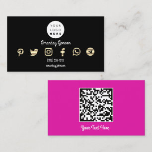 Cartão De Visita  Logotipo personalizado Mídia social rosa Dourada