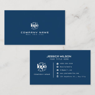 Cartão De Visita Logotipo personalizado minimal moderno azul