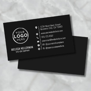 Cartão De Visita Logotipo personalizado minimalista preto