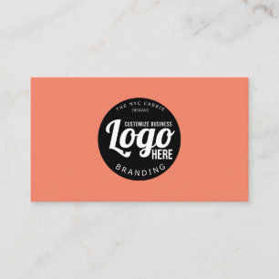 Cartão De Visita Logotipo personalizado mínimo moderno de peach