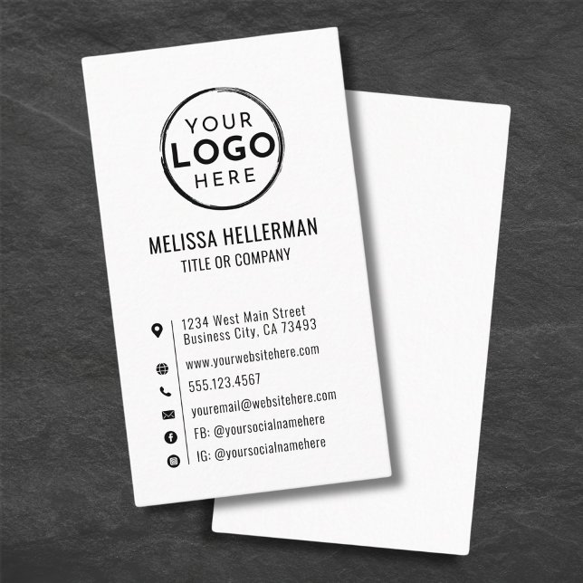 Cartão De Visita Logotipo personalizado mínimo moderno vertical (Custom Logo Minimal Modern Vertical Business Card )