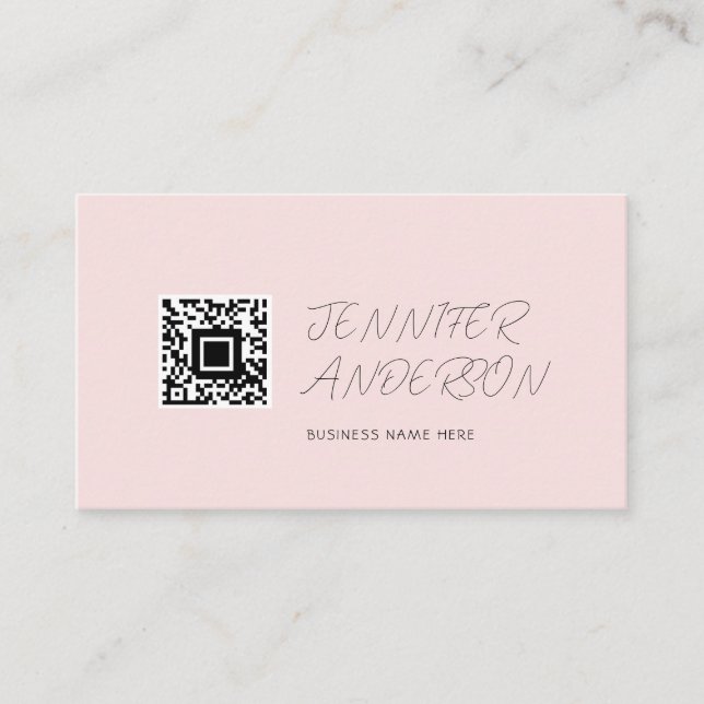 Cartão De Visita Logotipo personalizado mínimo rosa e branco modern (Frente)