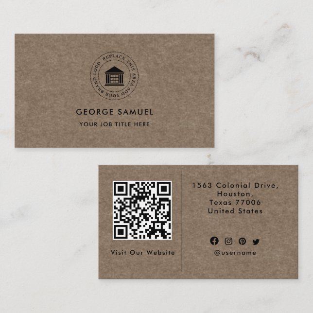 Cartão De Visita Logotipo Personalizado Moderno Elegante Simples (Frente/Verso)