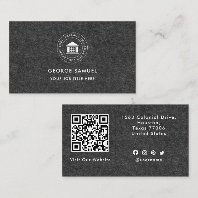 Cartão De Visita Logotipo Personalizado Moderno Elegante Simples (Frente/Verso)