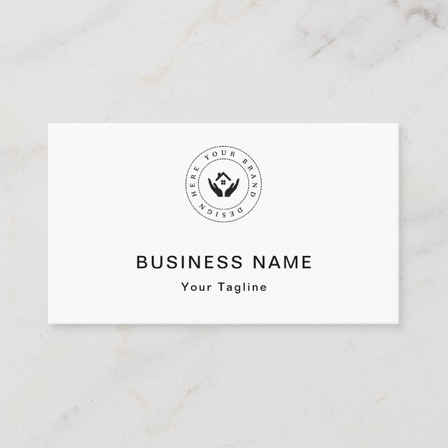 Cartão De Visita Logotipo Personalizado Moderno Elegante Simples (Frente)