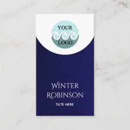 Cartão De Visita Logotipo personalizado moderno mínimo azul-escuro