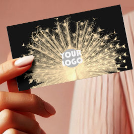 Cartão De Visita Logotipo personalizado Pavão de Ouro único em pret