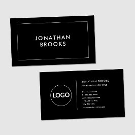 Cartão De Visita Logotipo personalizado preto e branco minimalista 