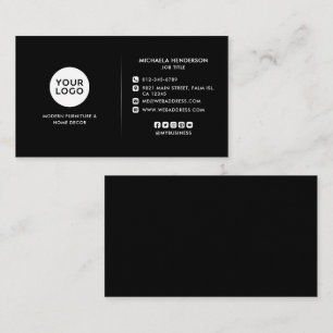 Cartão De Visita Logotipo personalizado preto e branco moderno e em