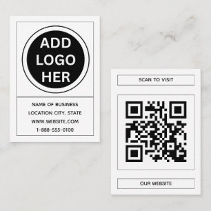 Cartão De Visita Logotipo personalizado preto moderno e QR Code Squ